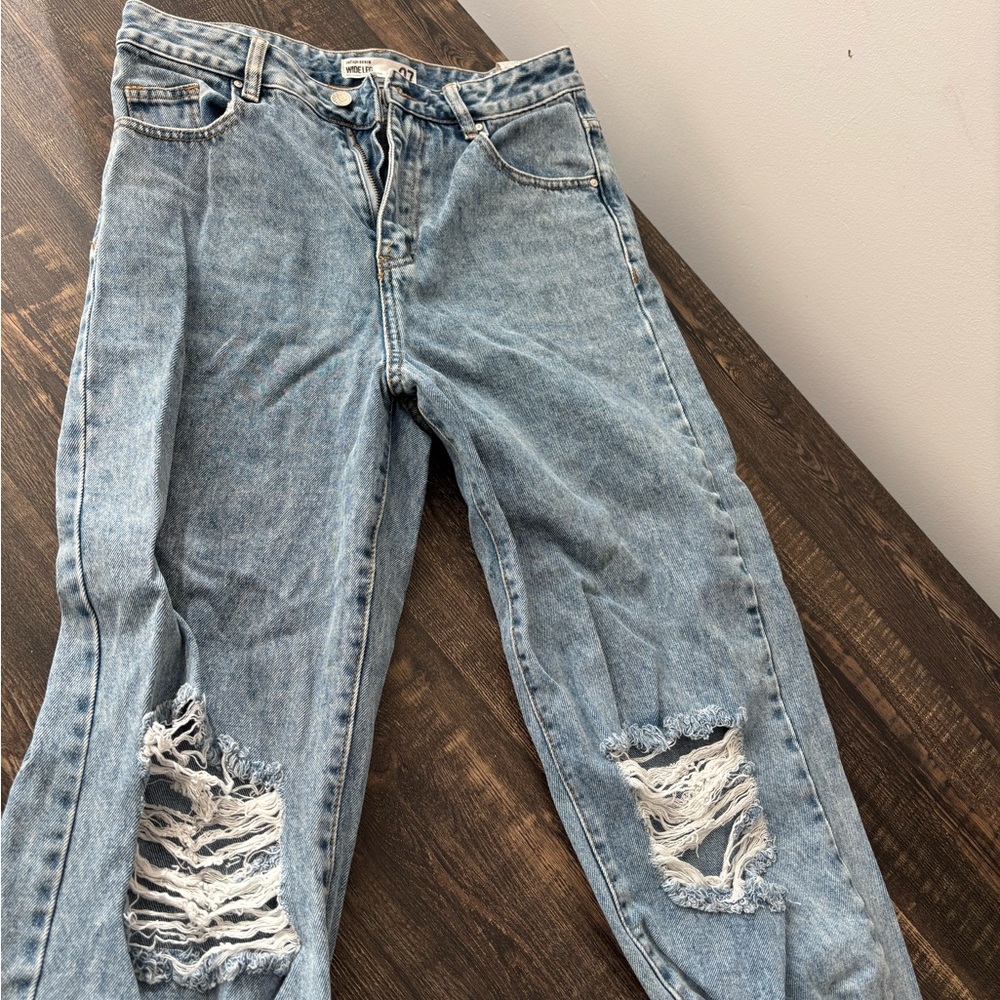 Urban Planet Blue Boyfriend Jeans Distressed Relaxed Fit